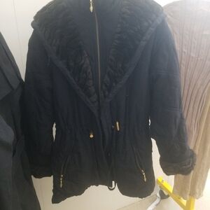 Preston & York Black Fur-Trimmed Puffer Coat